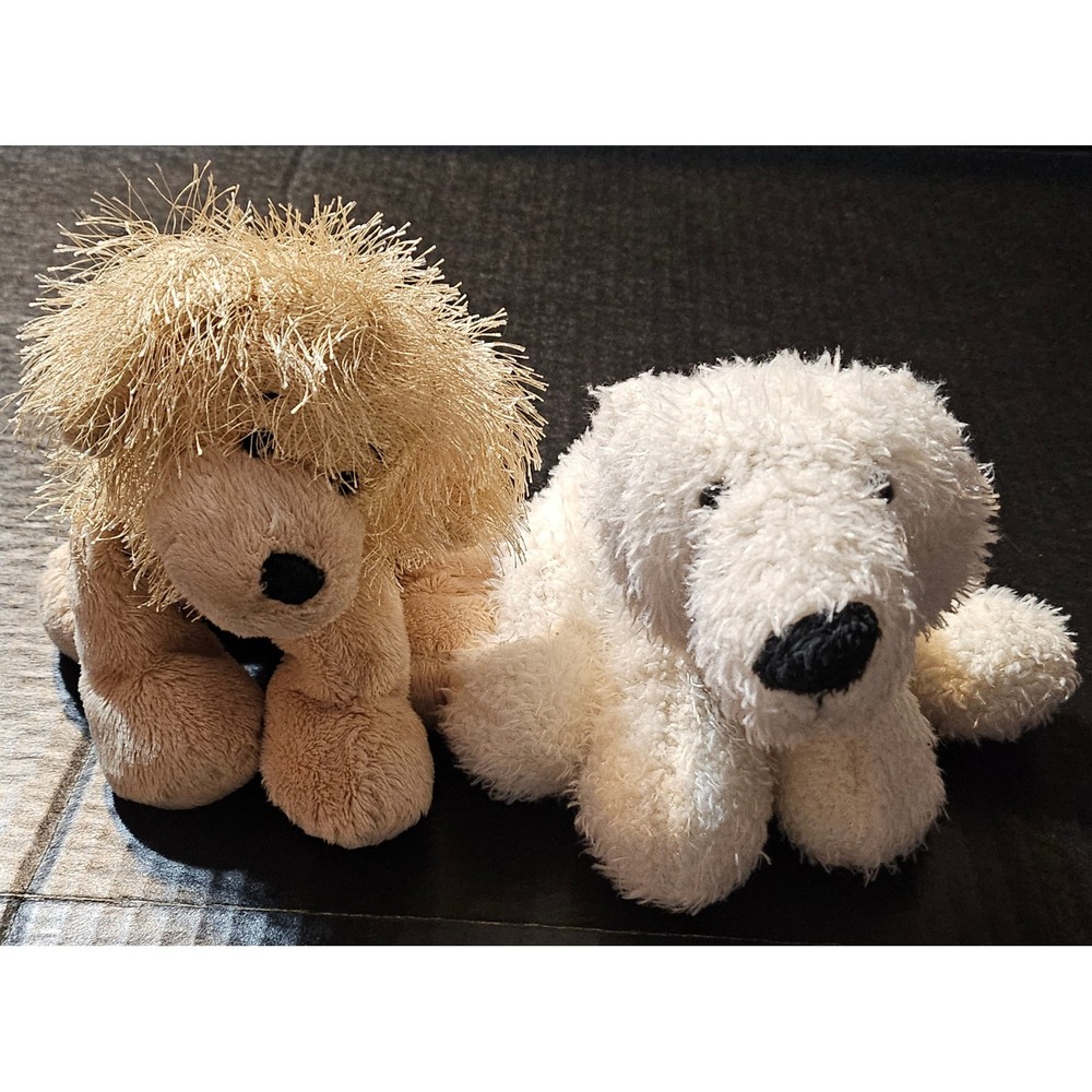 Ganz Cheek to Cheek Dogs Plush Stuffed Animal Toy Beige &‎ White Set